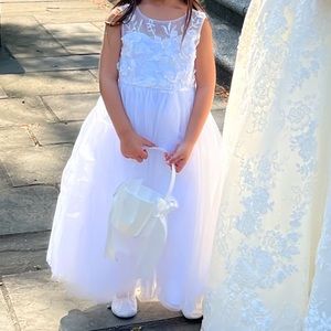 White flower girl dress